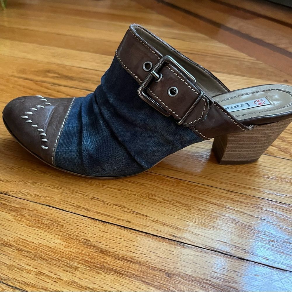 Lamica Slip on Clogs Leather Rodeo Western Cowgirl Made in Italy Denim size 38 - Picture 4 of 10